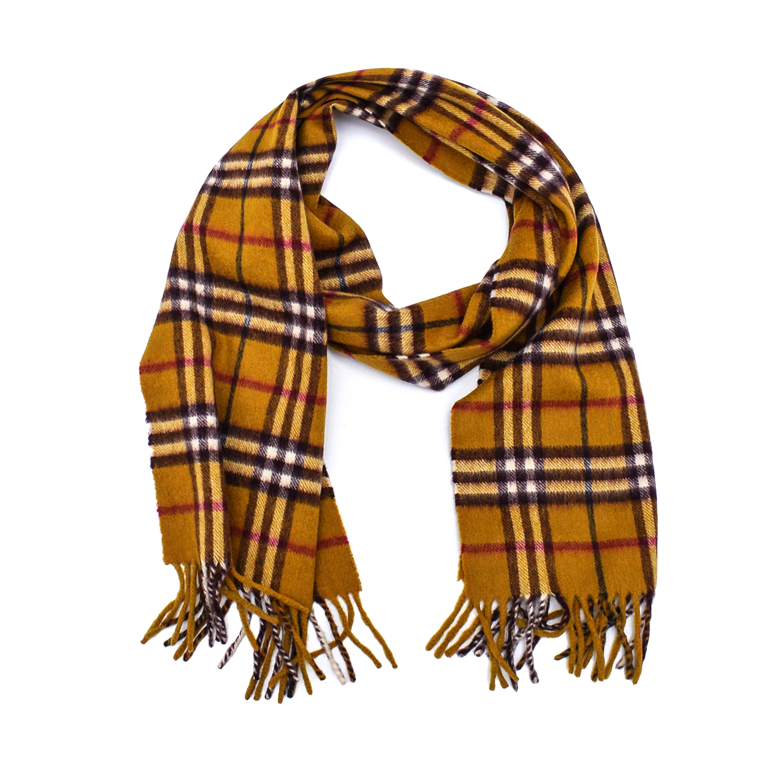 Burberry - Mustard  Wide Check Cashmere Scraf